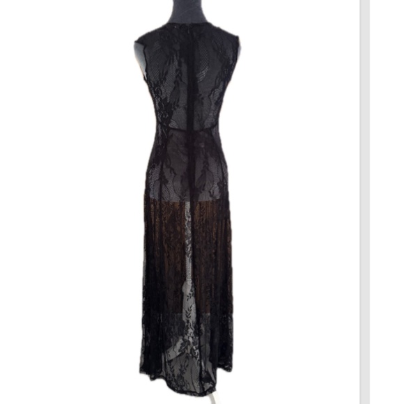 Vintage Forever 21 Low Cut Plunge Neck Line Lace Maxi Dress Sz S - Picture 2 of 5